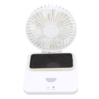 USB Desk Fan Support Wireless Phone Charging Dimmable Night Light 3 Speeds 180 Degrees Adjustable Small Desk V1294-YM0523-3113220061111
