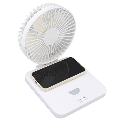 USB Desk Fan Support Wireless Phone Charging Dimmable Night Light 3 Speeds 180 Degrees Adjustable Small Desk V1294-YM0523-3113220061111