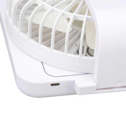 USB Desk Fan Support Wireless Phone Charging Dimmable Night Light 3 Speeds 180 Degrees Adjustable Small Desk V1294-YM0523-3113220061111