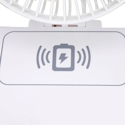 USB Desk Fan Support Wireless Phone Charging Dimmable Night Light 3 Speeds 180 Degrees Adjustable Small Desk V1294-YM0523-3113220061111