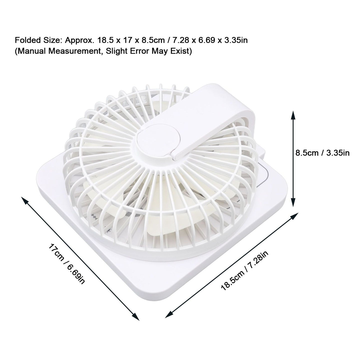 USB Desk Fan Support Wireless Phone Charging Dimmable Night Light 3 Speeds 180 Degrees Adjustable Small Desk V1294-YM0523-3113220061111