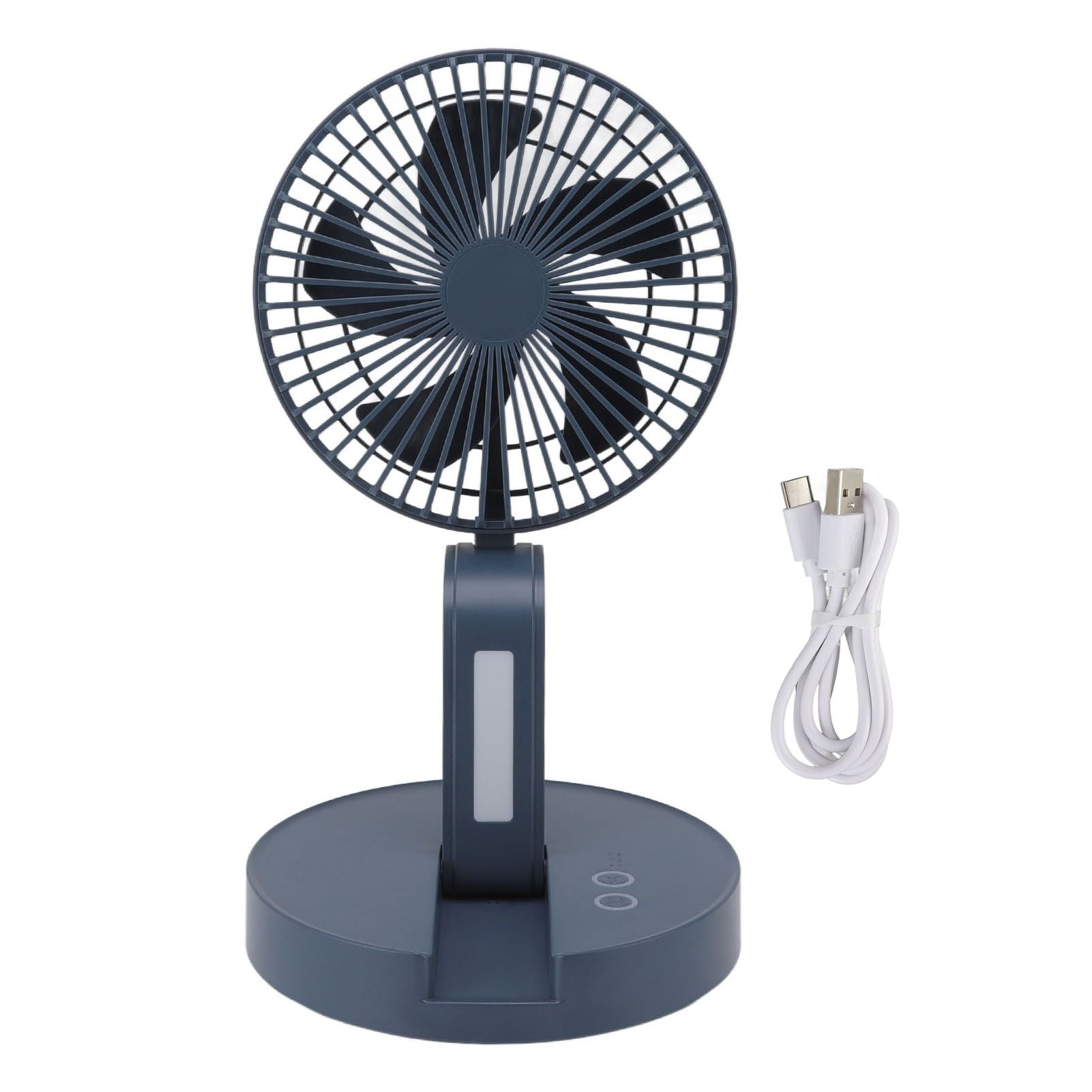 Desktop Folding Fan 3 Speeds USB Rechargeable Punch Free Electric Desktop Oscillating Fan for Home Office Blue V1294-YM0523-3113220062112