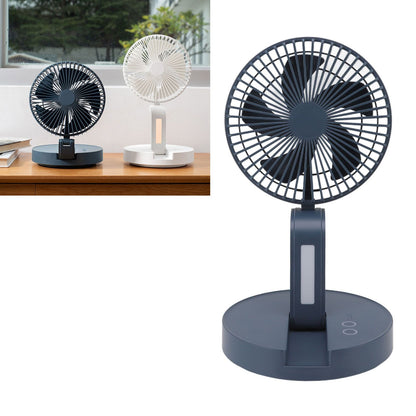 Desktop Folding Fan 3 Speeds USB Rechargeable Punch Free Electric Desktop Oscillating Fan for Home Office Blue V1294-YM0523-3113220062112