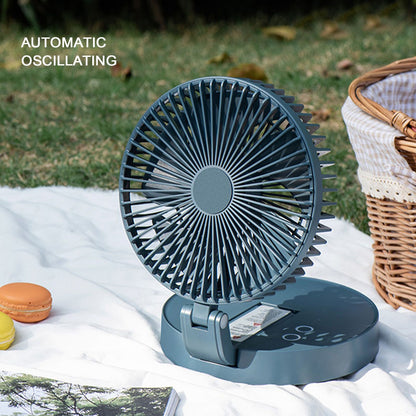 Desktop Folding Fan 3 Speeds USB Rechargeable Punch Free Electric Desktop Oscillating Fan for Home Office Blue V1294-YM0523-3113220062112