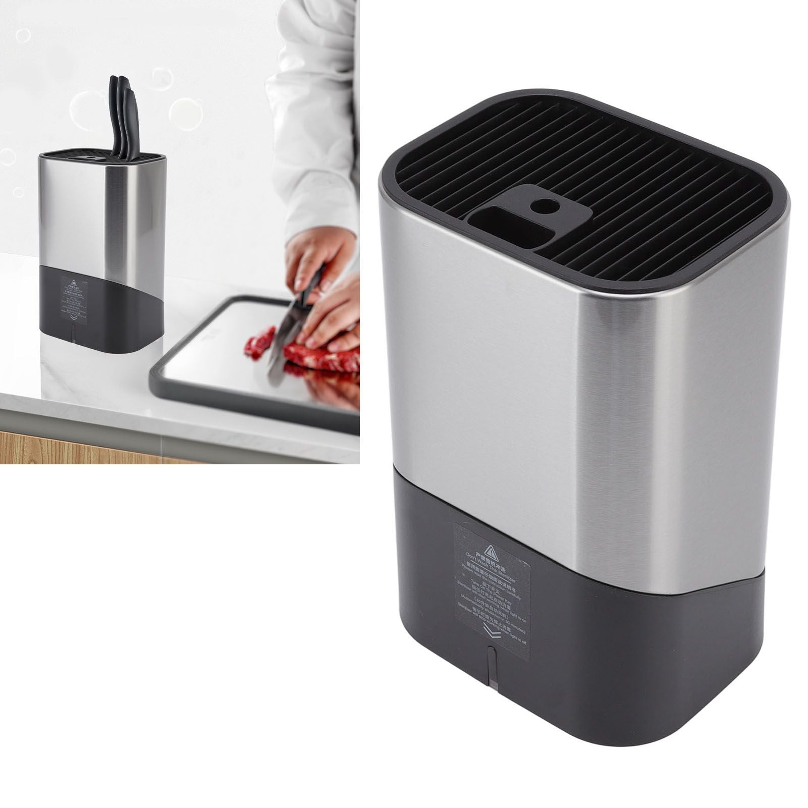 Knife Block Holder Plug in Type Stainless Steel Knife Organizer for Home Kitchen Restaurant 5V V1294-YM0523-3113220065111