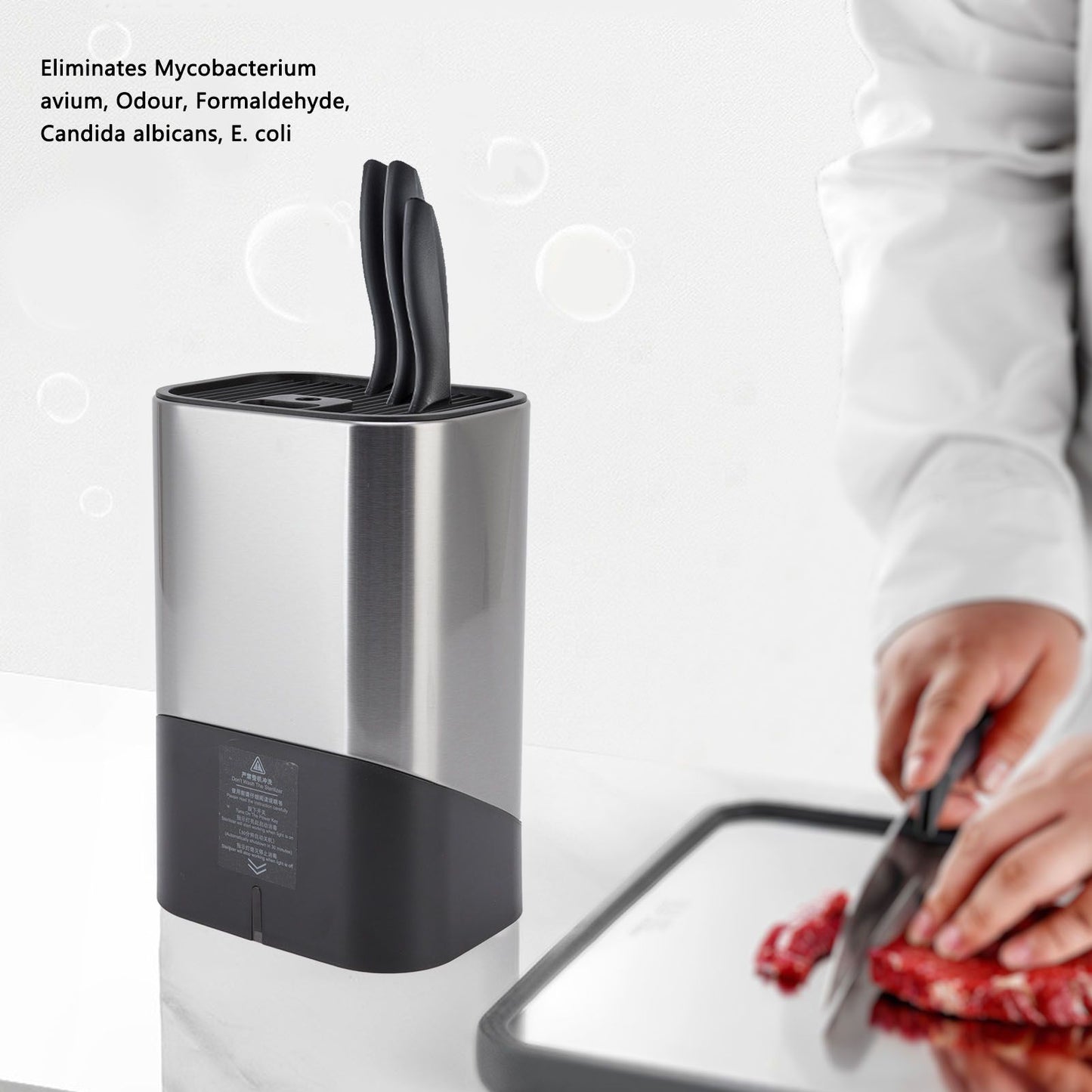Knife Block Holder Plug in Type Stainless Steel Knife Organizer for Home Kitchen Restaurant 5V V1294-YM0523-3113220065111