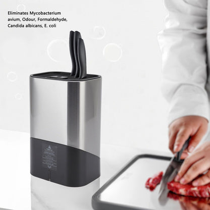 Knife Block Holder Plug in Type Stainless Steel Knife Organizer for Home Kitchen Restaurant 5V V1294-YM0523-3113220065111