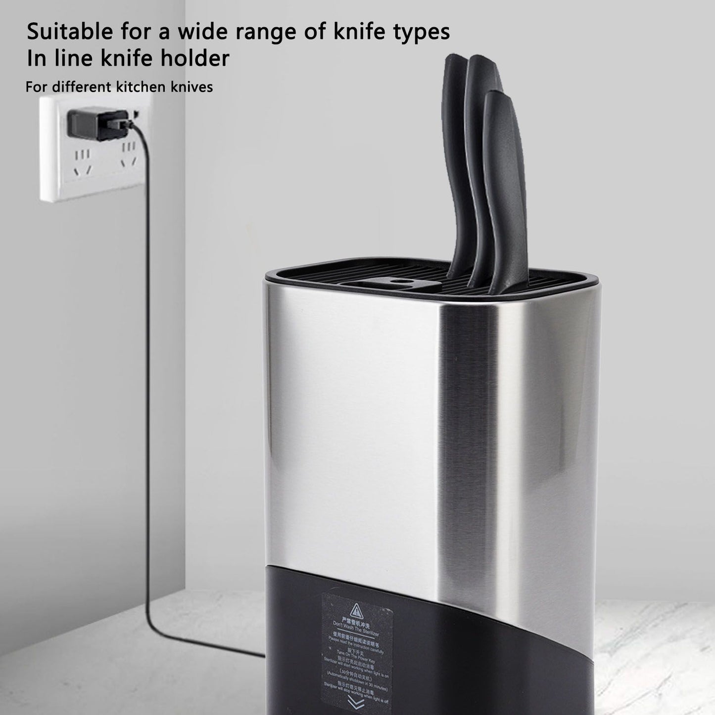 Knife Block Holder Plug in Type Stainless Steel Knife Organizer for Home Kitchen Restaurant 5V V1294-YM0523-3113220065111