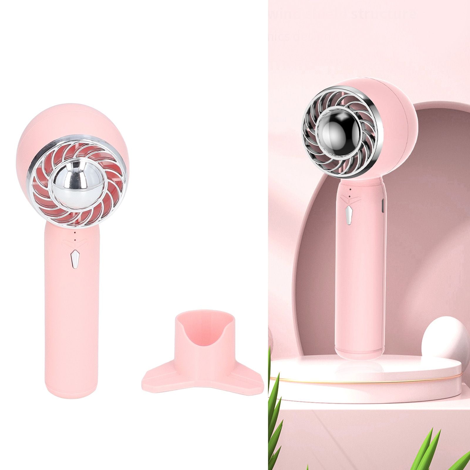Handheld Fan USB Charging 3 Speeds 2000mAh Mini Portable Desktop Fan for Travel School Office Pink V1294-YM0523-3113220067012