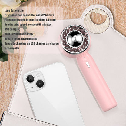 Handheld Fan USB Charging 3 Speeds 2000mAh Mini Portable Desktop Fan for Travel School Office Pink V1294-YM0523-3113220067012
