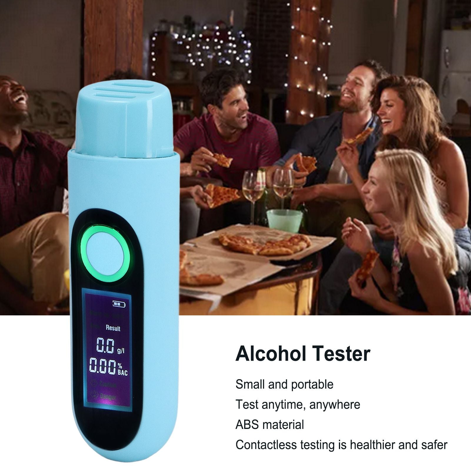 Alcohol Tester LCD 3 Color Display USB Charging Blowing Contactless Testing Alcohol Tester for Professional V1294-YM0523-3113220075713