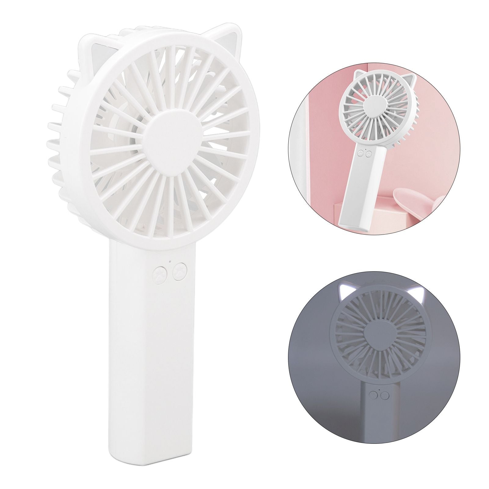 Handheld Mini Fan 3 Different Wind Speeds USB Charging Low Noise Small Fan with Light for Office Dormitory V1294-YM0523-3113220077911