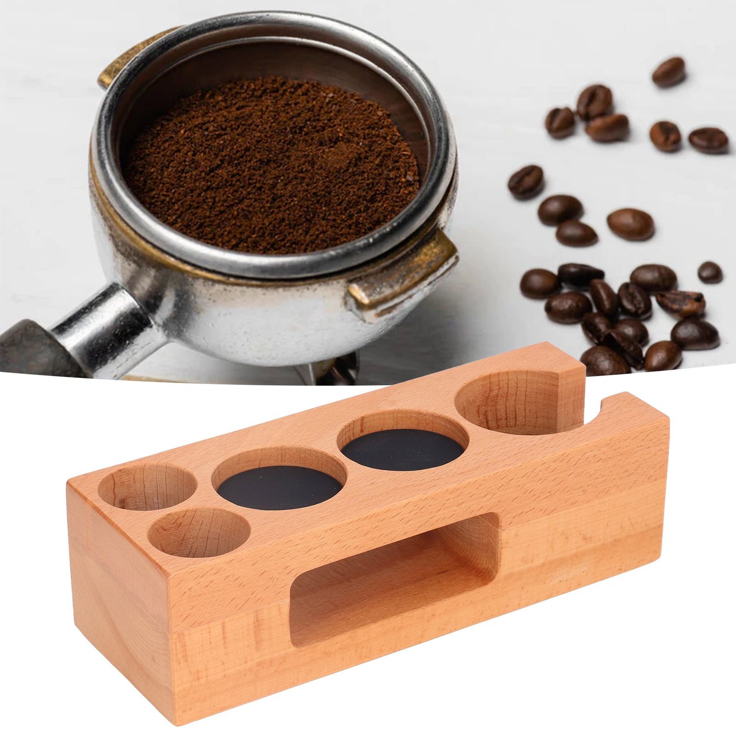 Coffee Tamper Holder Multifunction Food Safe Wooden Coffee Tamping Station for Coffee Lovers V1294-YM0523-3113220079411