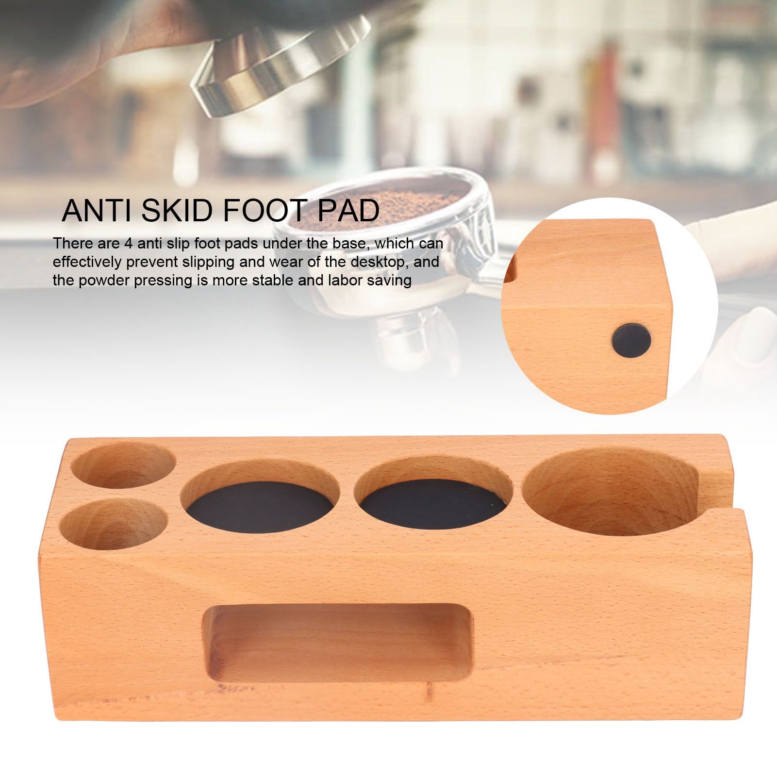 Wood Coffee Filter Tamper Holder Multifunction Wooden Coffee Tamper Mat for 2.3in Coffee Machine Handle V1294-YM0523-3113220079511