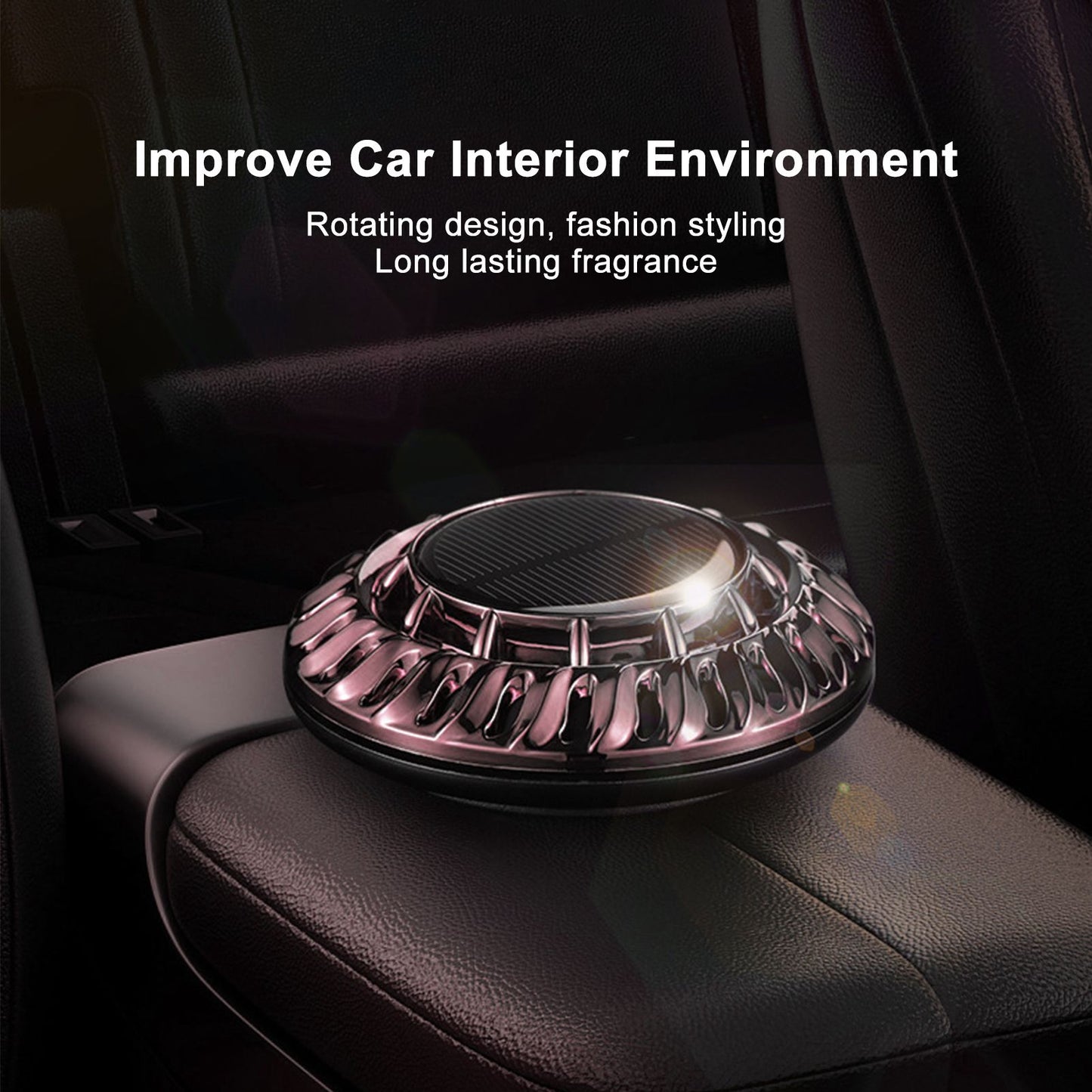 Solar Car Perfume Diffuser Automatic Rotating Decorative Car Aromatherapy Machine for Office Home Silver Black V1294-YM0523-3113220080411