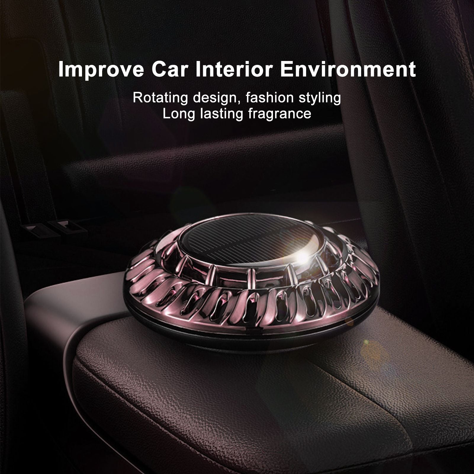 Solar Car Perfume Diffuser Automatic Rotating Decorative Car Aromatherapy Machine for Office Home Silver Black V1294-YM0523-3113220080411