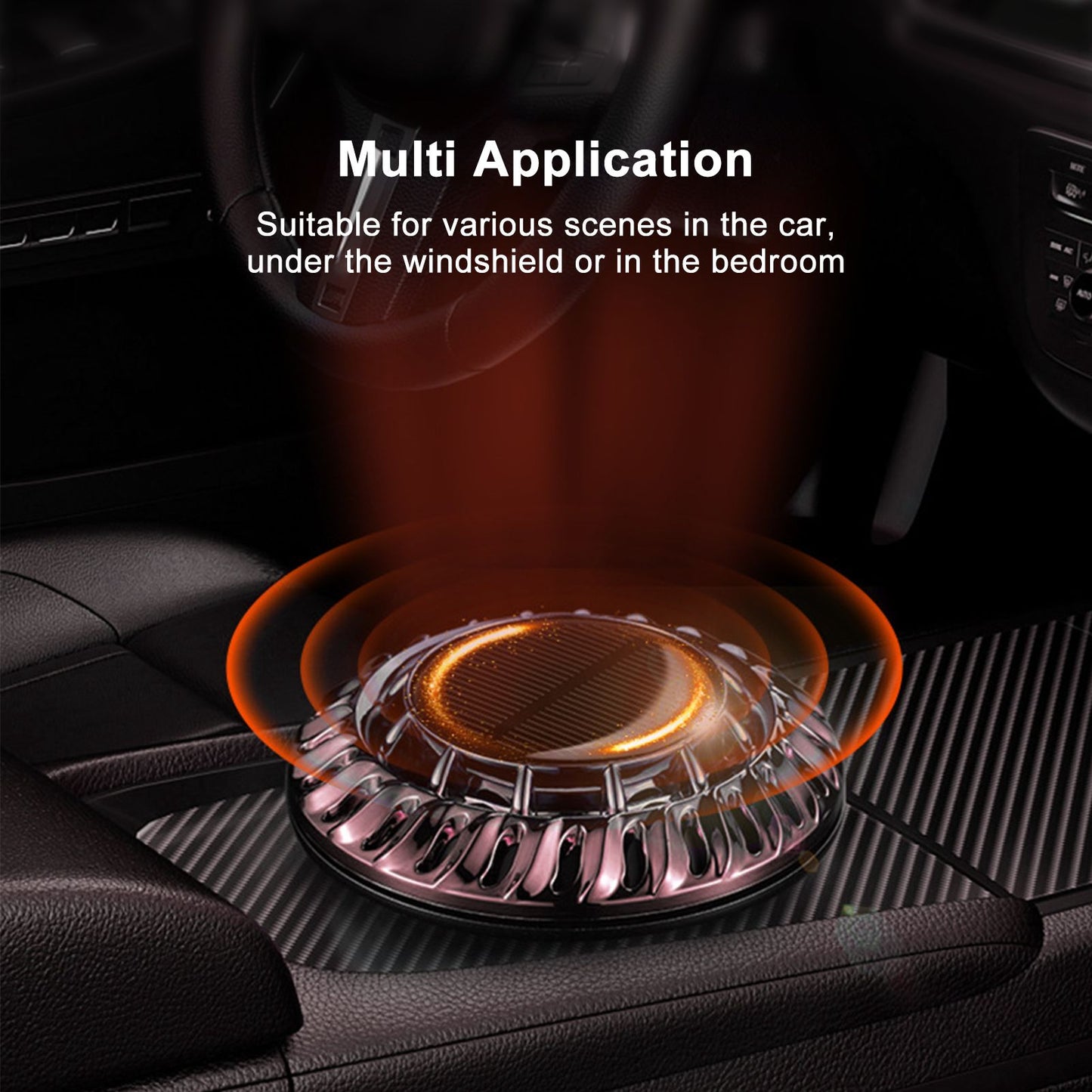 Solar Car Perfume Diffuser Automatic Rotating Decorative Car Aromatherapy Machine for Office Home Silver Black V1294-YM0523-3113220080411