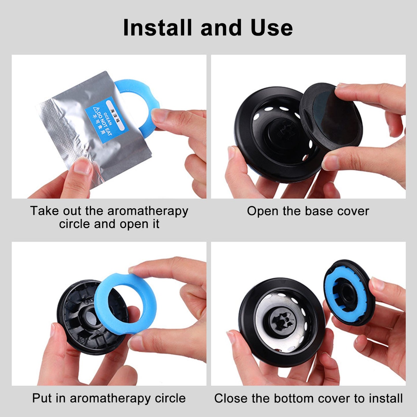 Solar Car Perfume Diffuser Automatic Rotating Decorative Car Aromatherapy Machine for Office Home Silver Black V1294-YM0523-3113220080411
