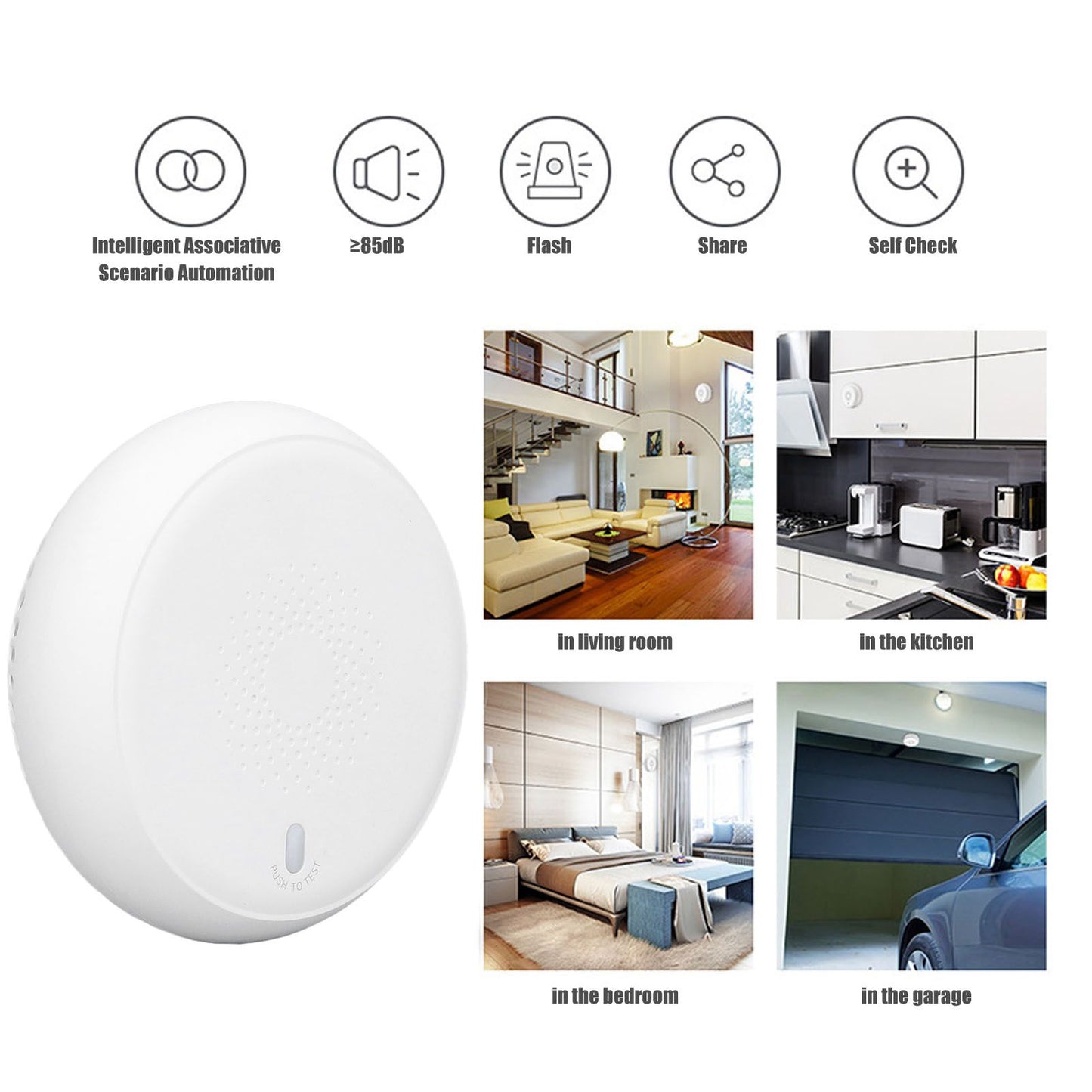 Wireless Smart Fire Smoke Alarms Smart Smoke Detector Remote Alarm Sensor Kitchen Fire Warning System for Tuya V1294-YM0523-3113220081211
