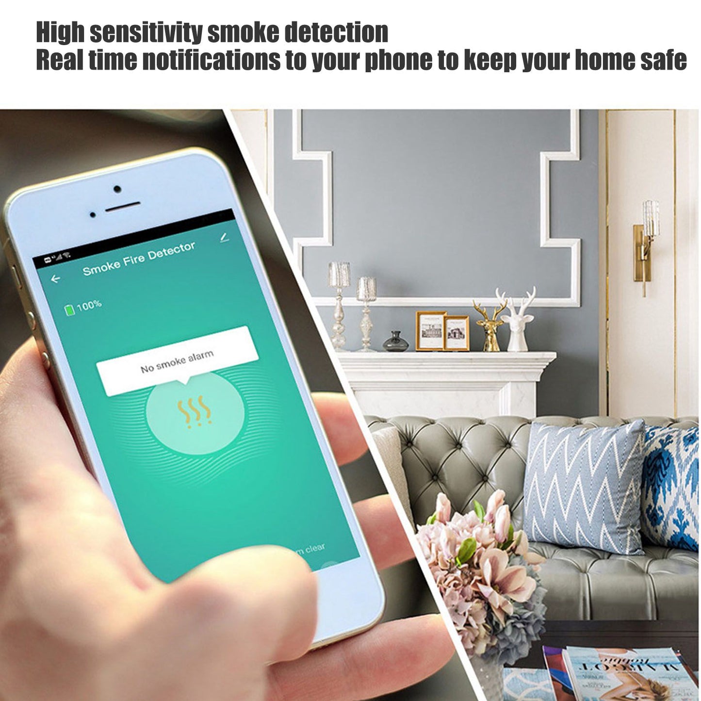 Wireless Smart Fire Smoke Alarms Smart Smoke Detector Remote Alarm Sensor Kitchen Fire Warning System for Tuya V1294-YM0523-3113220081211