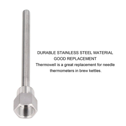 Stainless Steel Thermowell G1/2 Male Thread 6.7in Length Thermowell for Temperature Sensors V1294-YM0523-3113220083811