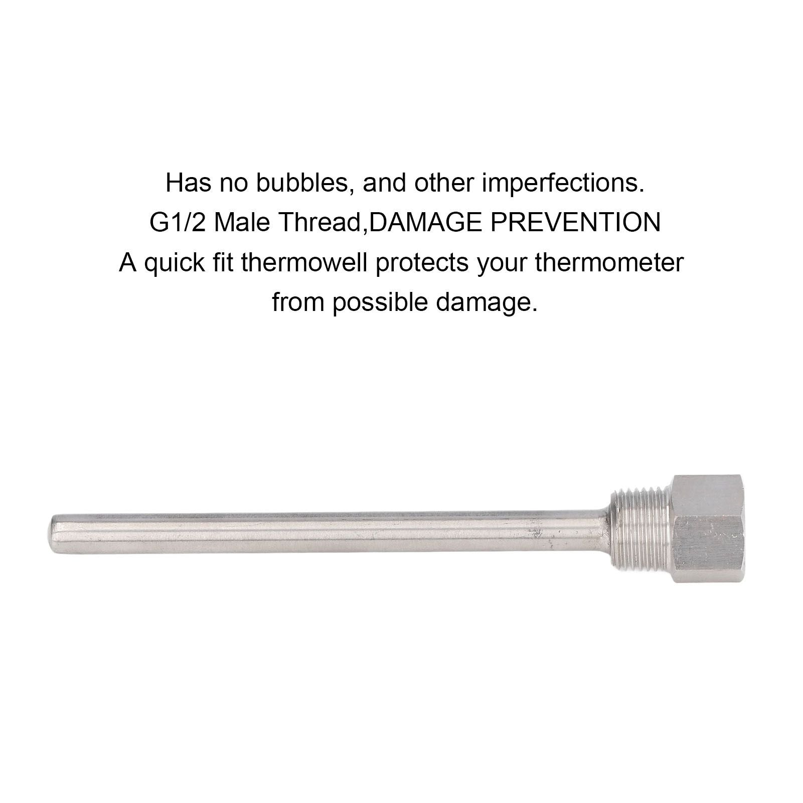 Stainless Steel Thermowell G1/2 Male Thread 6.7in Length Thermowell for Temperature Sensors V1294-YM0523-3113220083811