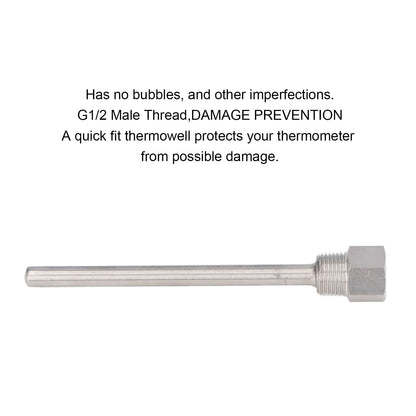 Stainless Steel Thermowell G1/2 Male Thread 6.7in Length Thermowell for Temperature Sensors V1294-YM0523-3113220083811