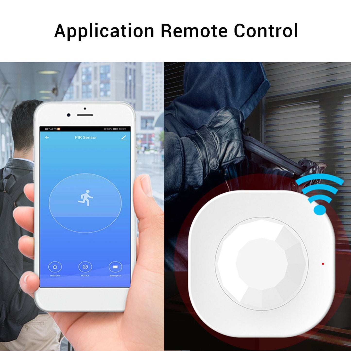 Smart Motion Sensor Square Battery Powered WiFi Infrared Body Sensor with Mobile APP Alarm for Home V1294-YM0523-3113220084111