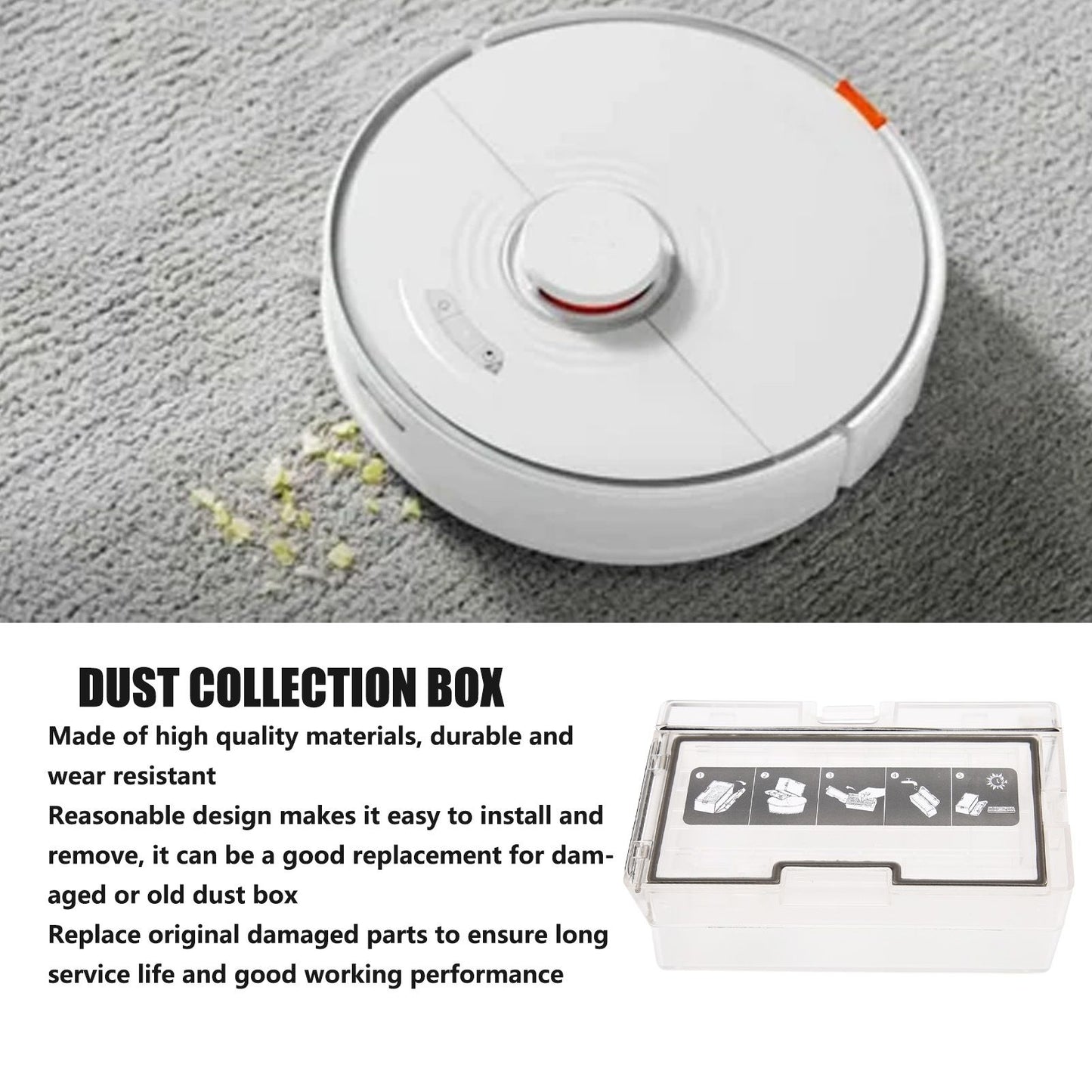 Dust Collection Box for Xiaomi Roborock S7 T7S T7S PLUS G10 Floor Sweeping Robot Trash Collection Box V1294-YM0523-3113220088111