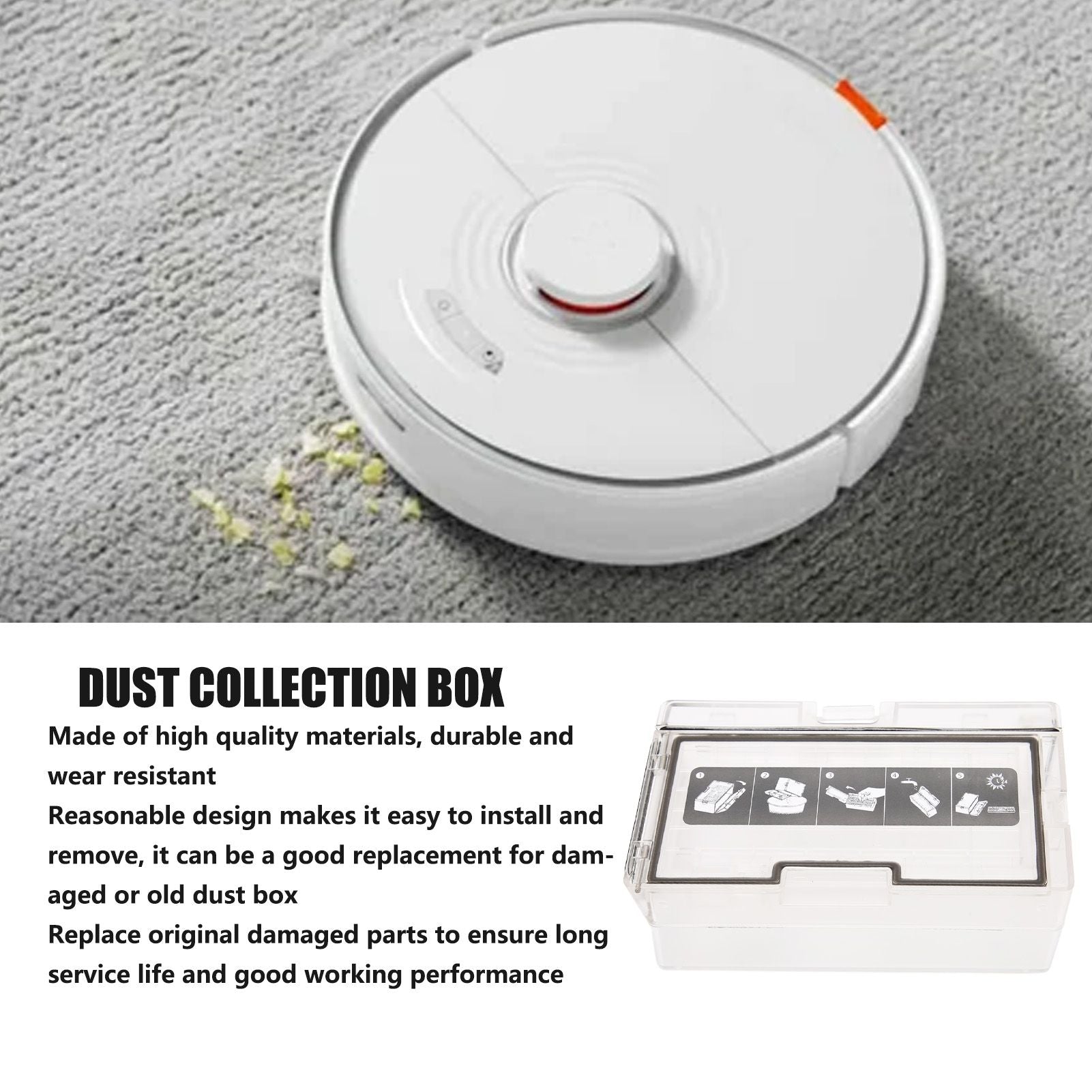 Dust Collection Box for Xiaomi Roborock S7 T7S T7S PLUS G10 Floor Sweeping Robot Trash Collection Box V1294-YM0523-3113220088111