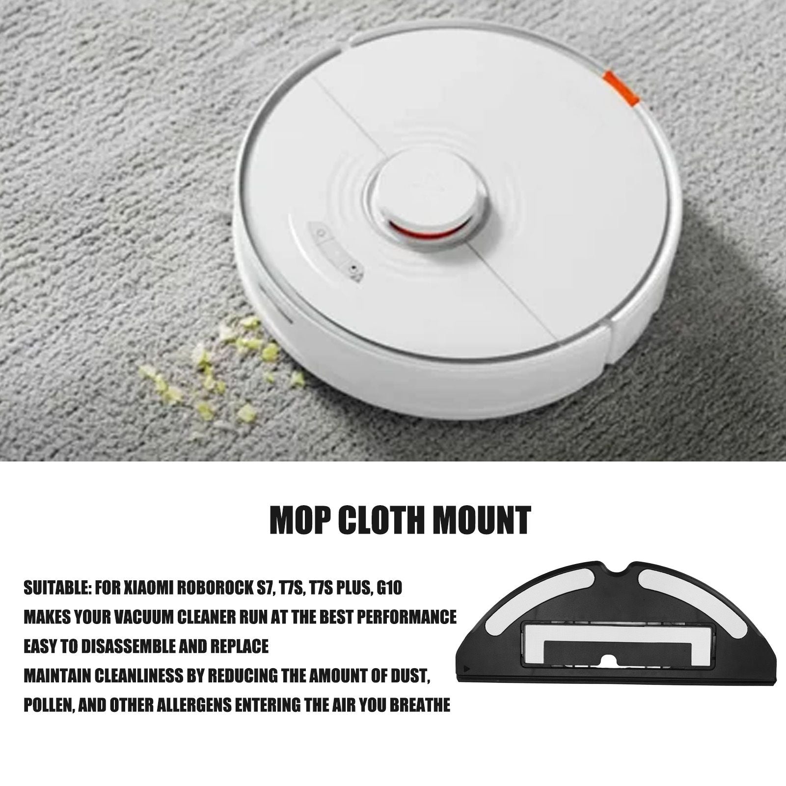 Electrical Controlled Mop Mount Holder Vacuum Cleaner Accessory for Xiaomi Roborock S7 T7S V1294-YM0523-3113220088211