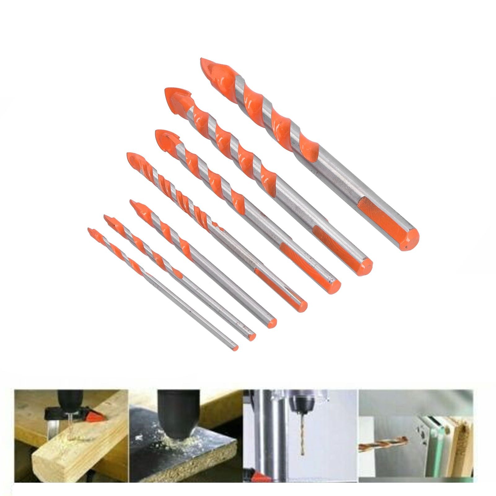 Drill Bits Punching Triangular Drill Bits with Storage Case for Ceramics Marble Wall Openings V1294-YM0523-3114210104511