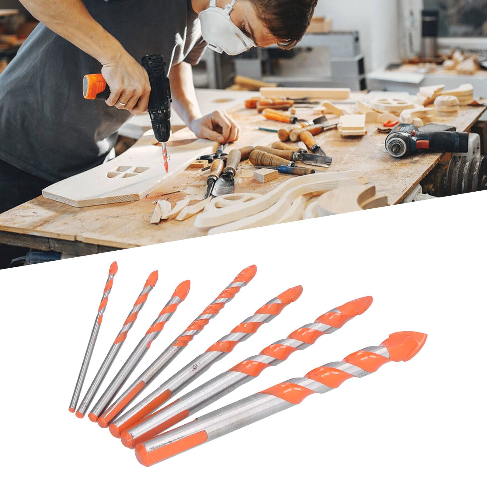 Drill Bits Punching Triangular Drill Bits with Storage Case for Ceramics Marble Wall Openings V1294-YM0523-3114210104511