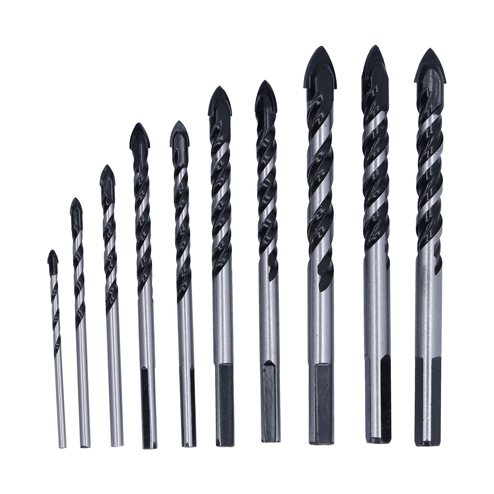 10 Pcs Masonry Drill Bits Set Industrial Strength Carbide Tips with Storage Case for Tile Brick Cement V1294-YM0523-3114210113911