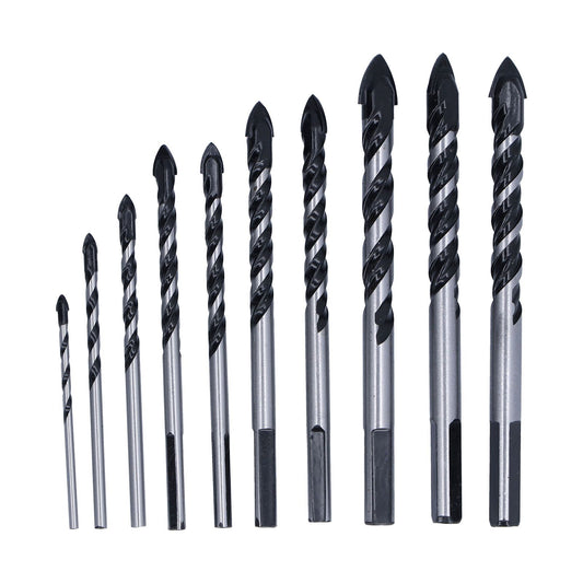 10 Pcs Masonry Drill Bits Set Industrial Strength Carbide Tips with Storage Case for Tile Brick Cement V1294-YM0523-3114210113911