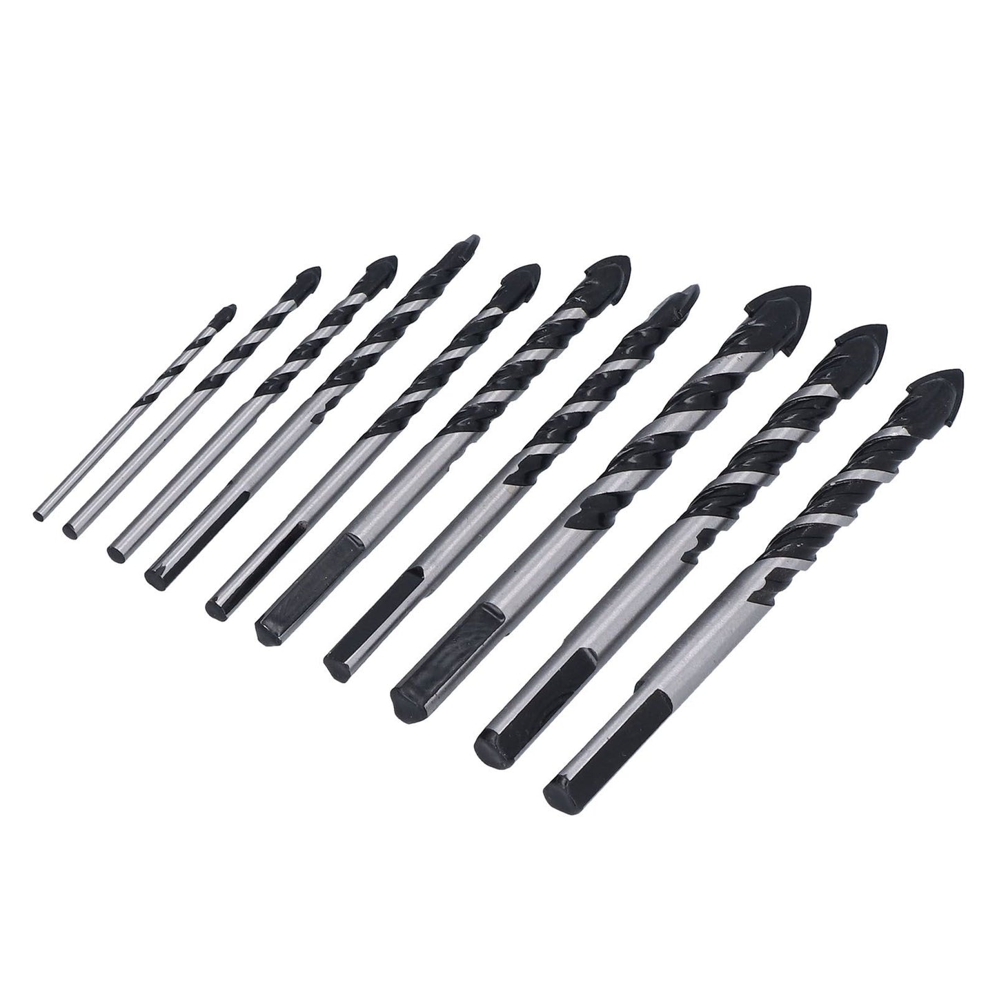 10 Pcs Masonry Drill Bits Set Industrial Strength Carbide Tips with Storage Case for Tile Brick Cement V1294-YM0523-3114210113911