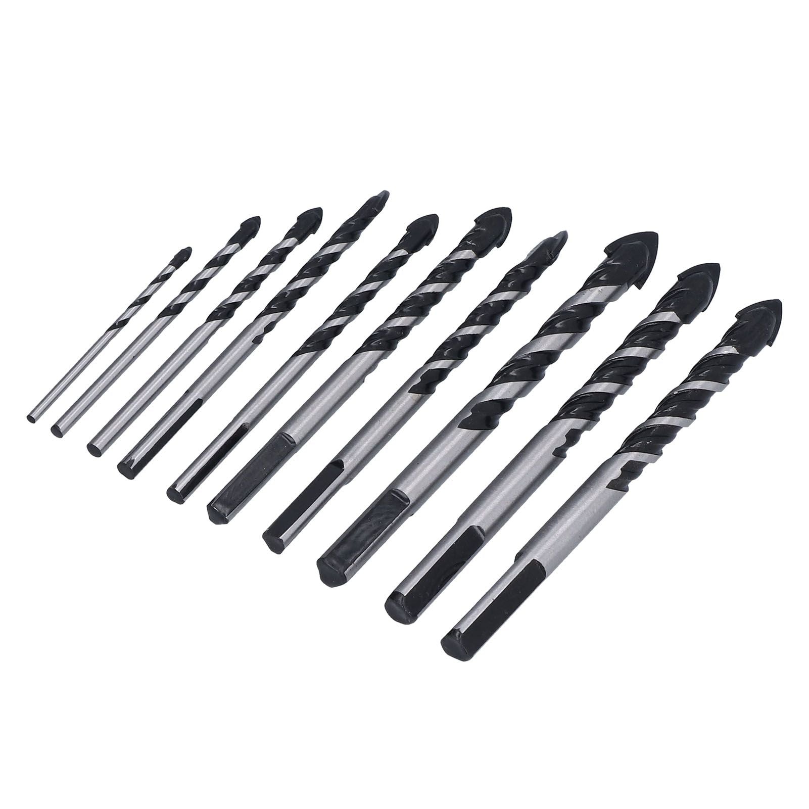 10 Pcs Masonry Drill Bits Set Industrial Strength Carbide Tips with Storage Case for Tile Brick Cement V1294-YM0523-3114210113911