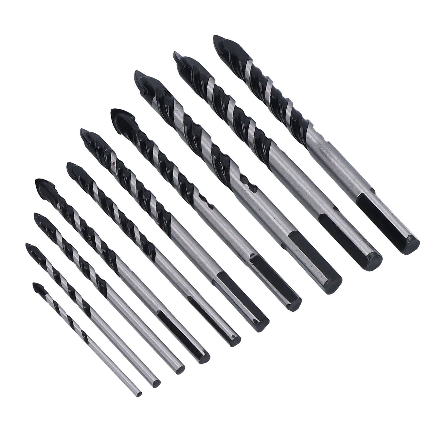 10 Pcs Masonry Drill Bits Set Industrial Strength Carbide Tips with Storage Case for Tile Brick Cement V1294-YM0523-3114210113911