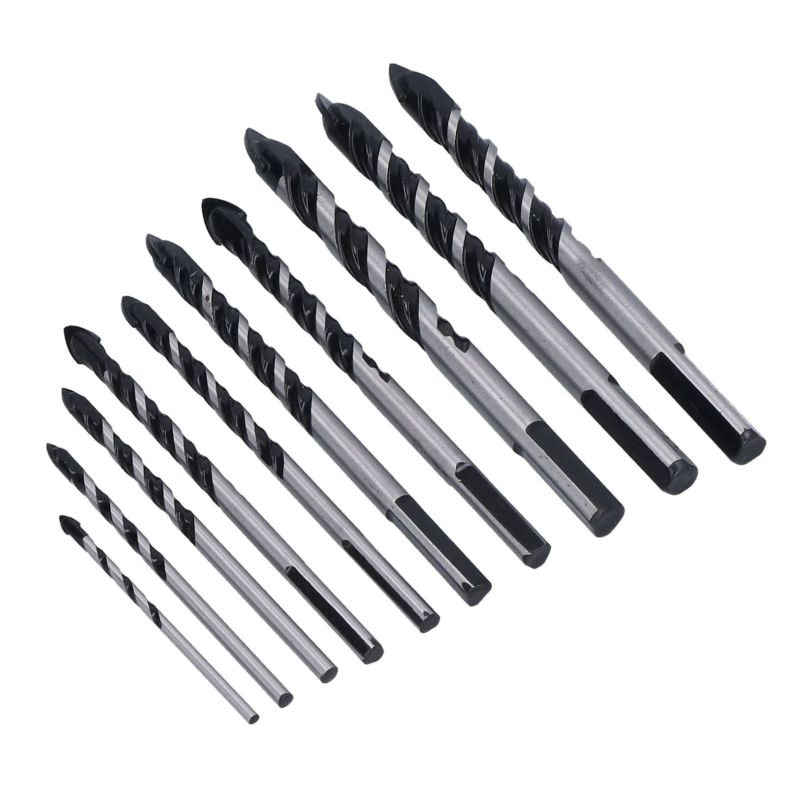 10 Pcs Masonry Drill Bits Set Industrial Strength Carbide Tips with Storage Case for Tile Brick Cement V1294-YM0523-3114210113911