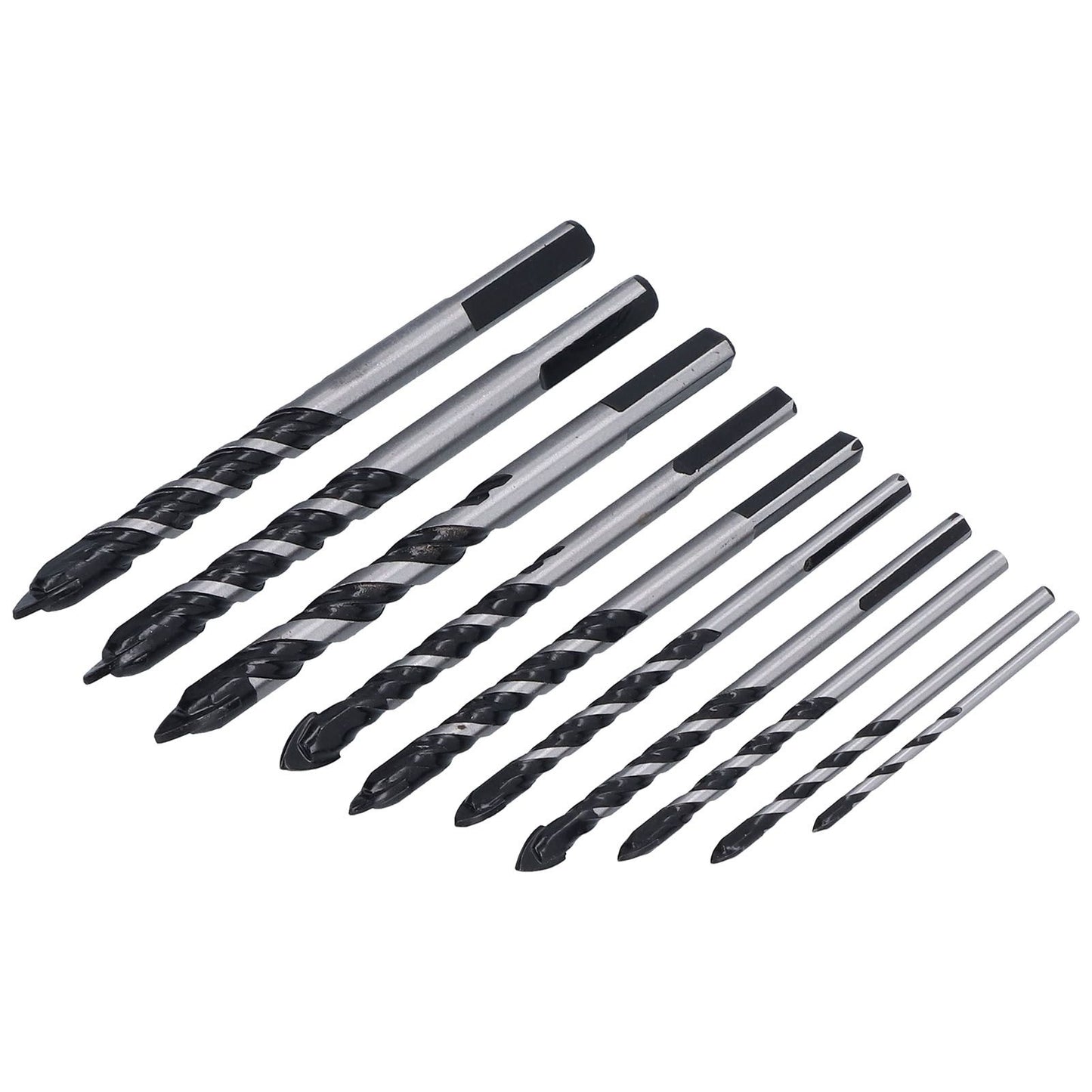 10 Pcs Masonry Drill Bits Set Industrial Strength Carbide Tips with Storage Case for Tile Brick Cement V1294-YM0523-3114210113911