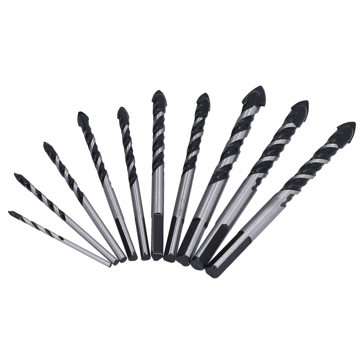 10 Pcs Masonry Drill Bits Set Industrial Strength Carbide Tips with Storage Case for Tile Brick Cement V1294-YM0523-3114210113911
