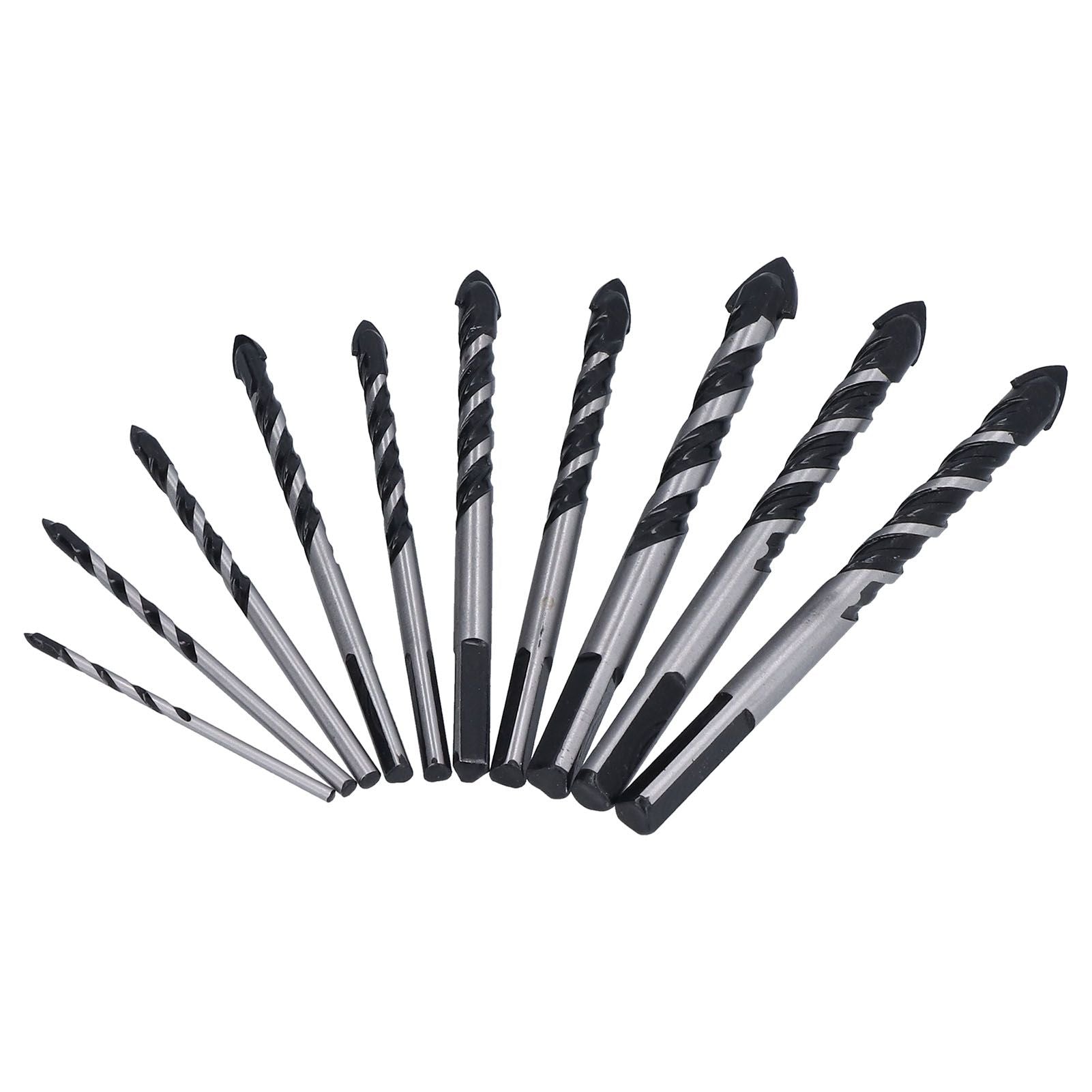 10 Pcs Masonry Drill Bits Set Industrial Strength Carbide Tips with Storage Case for Tile Brick Cement V1294-YM0523-3114210113911