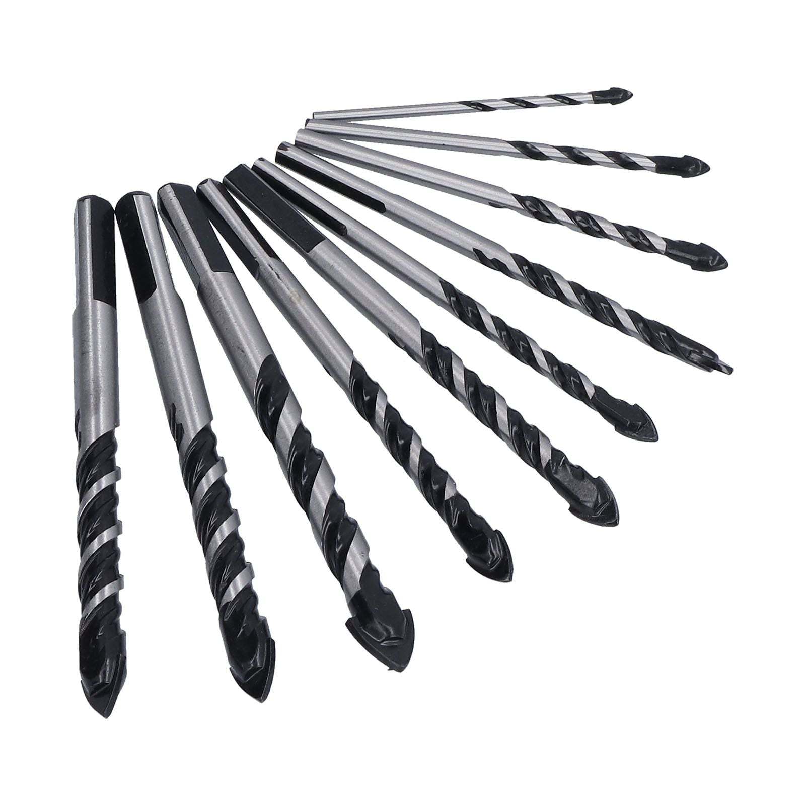 10 Pcs Masonry Drill Bits Set Industrial Strength Carbide Tips with Storage Case for Tile Brick Cement V1294-YM0523-3114210113911