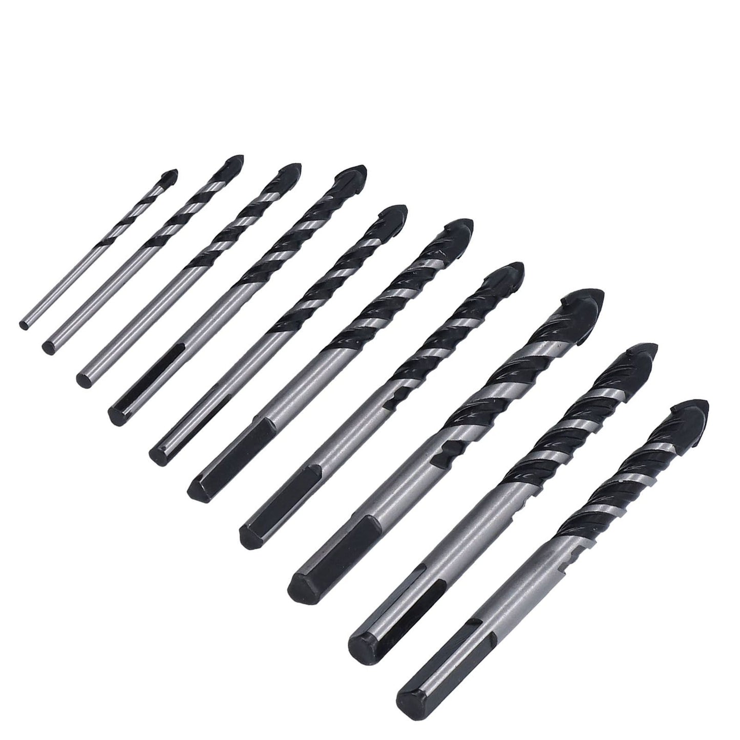 10 Pcs Masonry Drill Bits Set Industrial Strength Carbide Tips with Storage Case for Tile Brick Cement V1294-YM0523-3114210113911