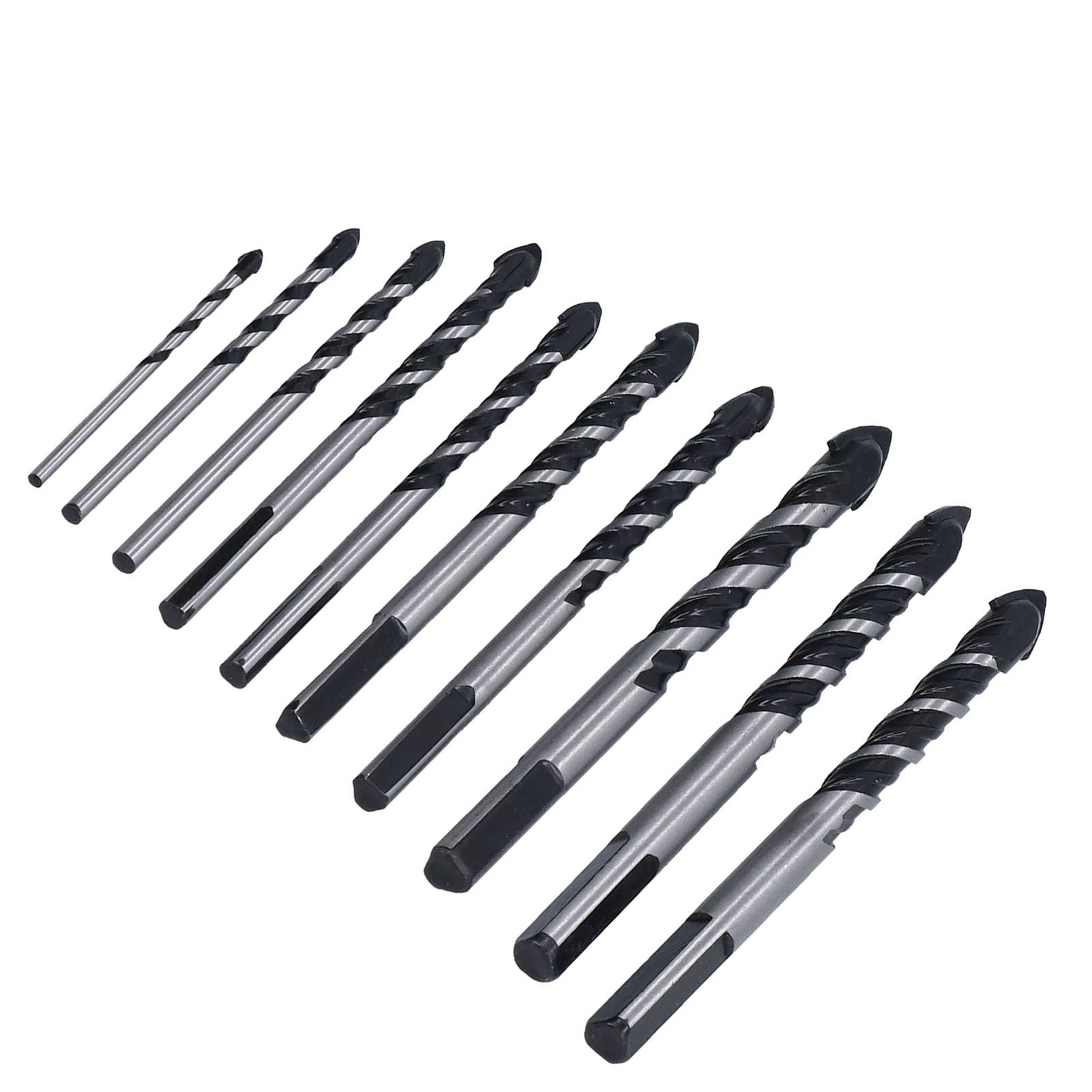 10 Pcs Masonry Drill Bits Set Industrial Strength Carbide Tips with Storage Case for Tile Brick Cement V1294-YM0523-3114210113911