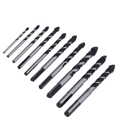 10 Pcs Masonry Drill Bits Set Industrial Strength Carbide Tips with Storage Case for Tile Brick Cement V1294-YM0523-3114210113911