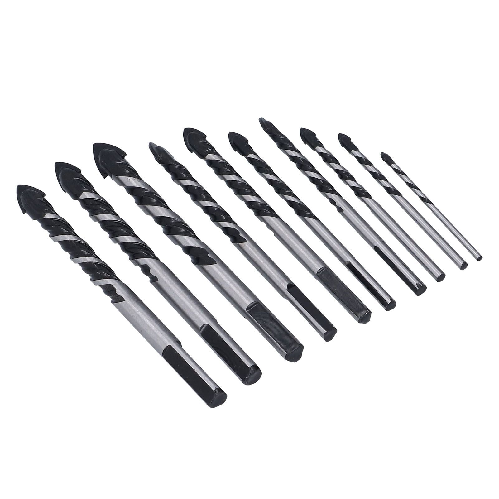 10 Pcs Masonry Drill Bits Set Industrial Strength Carbide Tips with Storage Case for Tile Brick Cement V1294-YM0523-3114210113911