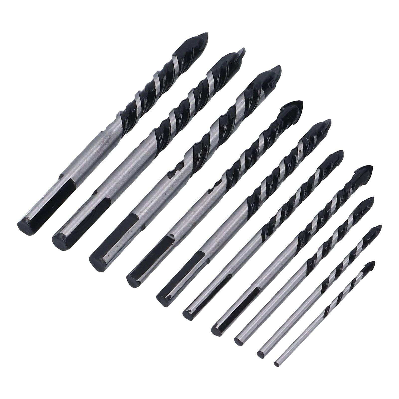 10 Pcs Masonry Drill Bits Set Industrial Strength Carbide Tips with Storage Case for Tile Brick Cement V1294-YM0523-3114210113911