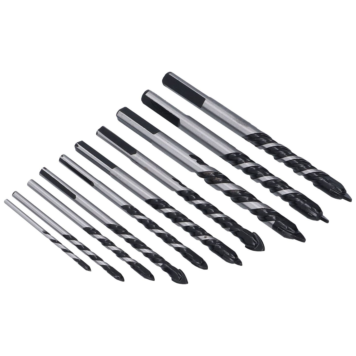 10 Pcs Masonry Drill Bits Set Industrial Strength Carbide Tips with Storage Case for Tile Brick Cement V1294-YM0523-3114210113911