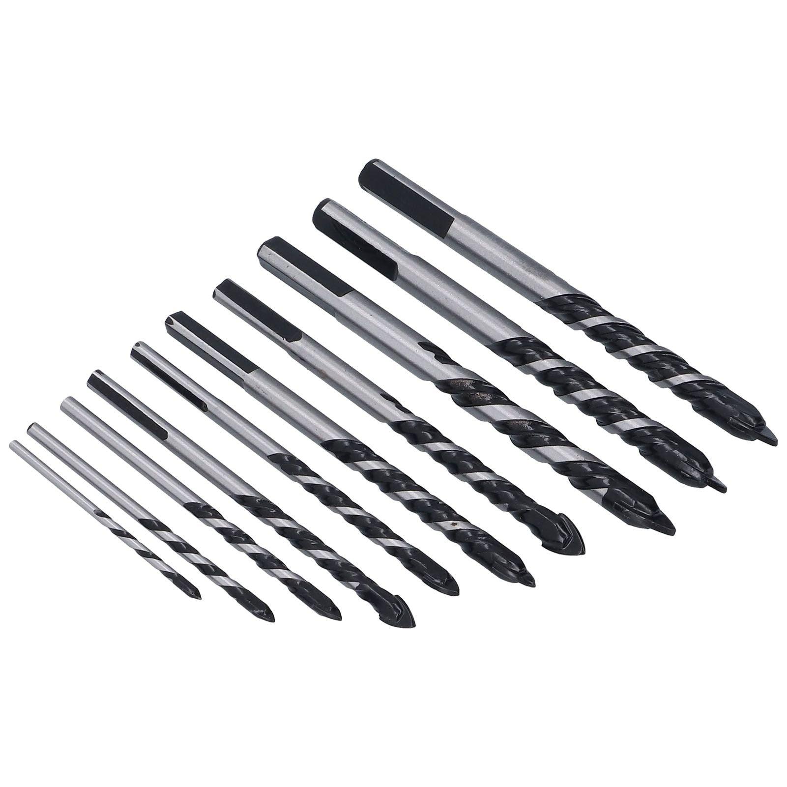10 Pcs Masonry Drill Bits Set Industrial Strength Carbide Tips with Storage Case for Tile Brick Cement V1294-YM0523-3114210113911